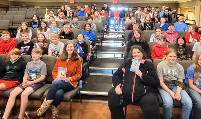 Caption: Students from Paris Schools attended LDRL's fourth annual author event with Megan E. Freeman and Lisa Fipps.